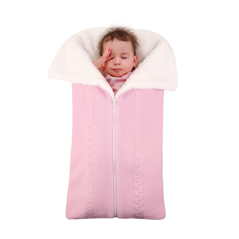 Baby Sleeping Bag Newborn Velvet Blanket Swaddle Toddler Winter Warm Stroller Wrap Zipper Envelope