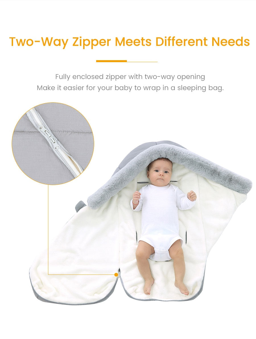 Baby Sleeping Bag Newborn Blanket Swaddle Toddler Winter Warm Stroller Wrap Zipper Envelope Pushchair Pram