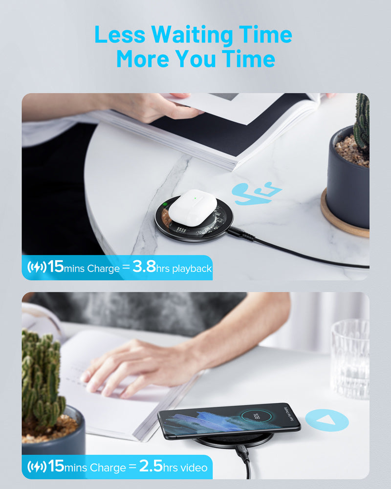 10W Qi Wireless Charger USB C Fast Charging Pad