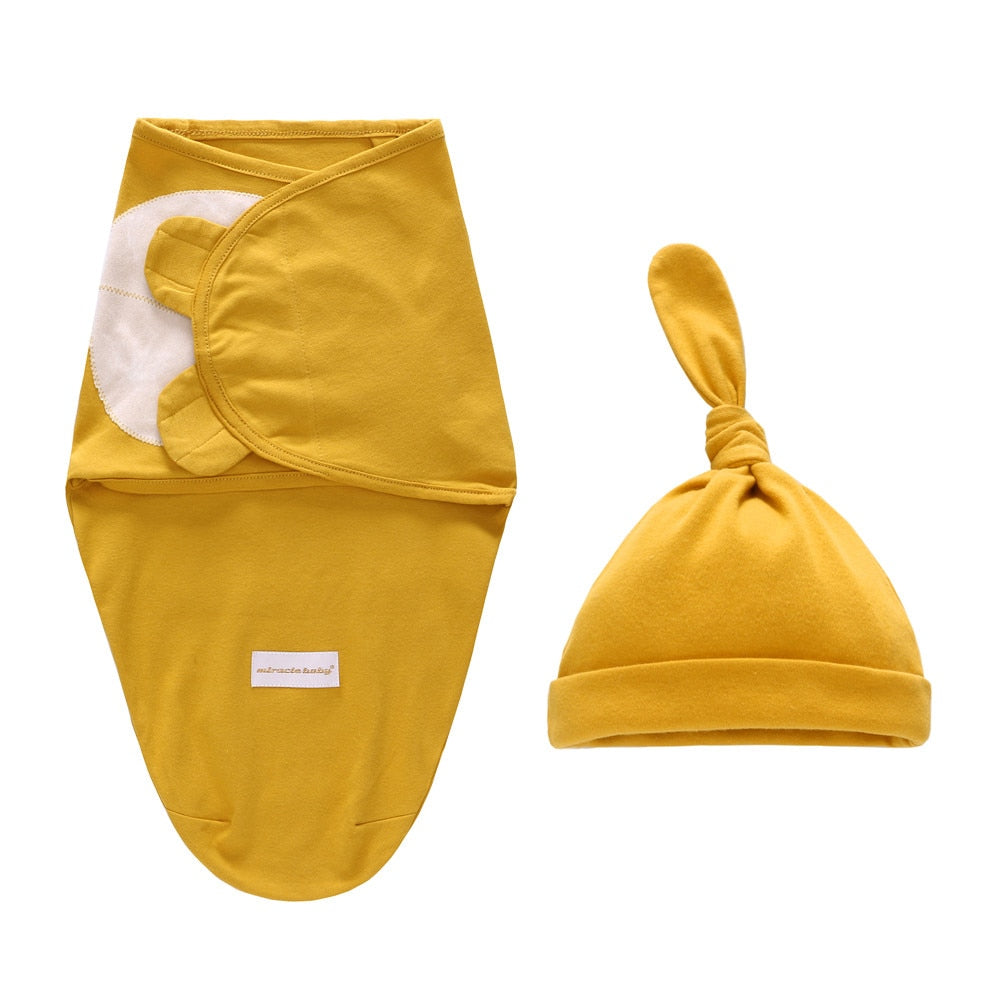 Baby Sleeping Bag Newborn Swaddle Wrap + Hat Cotton Blanket Baby Infant Nursery Envelope Infant 0-6 Months