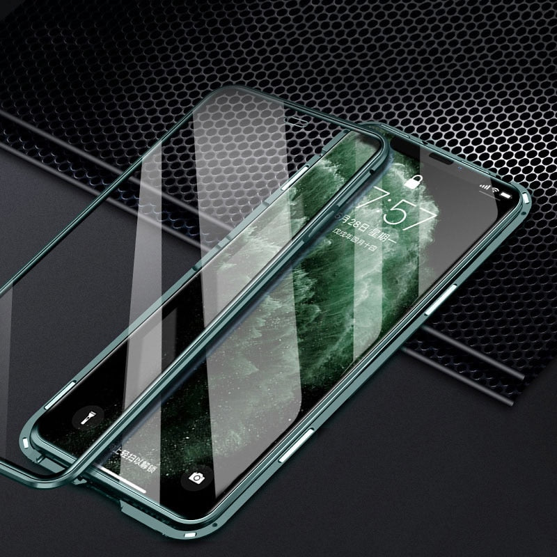 Magnetic Phone 360 Degree Cover HD Double-sided Tempered Glass case For iPhone X XS SE 7 8 11 12