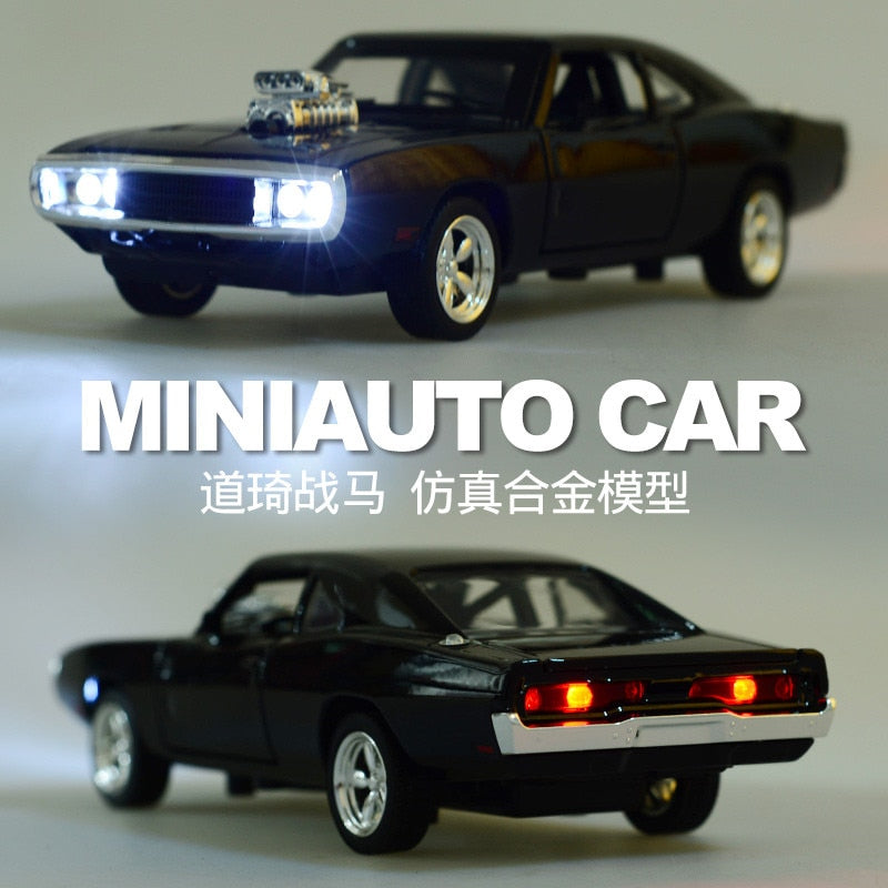 Car Model Dodge Charger 1970 Metal Alloy Diecast Toy Vehicles the fast and the Furious Sound&Light kids Children 1/32