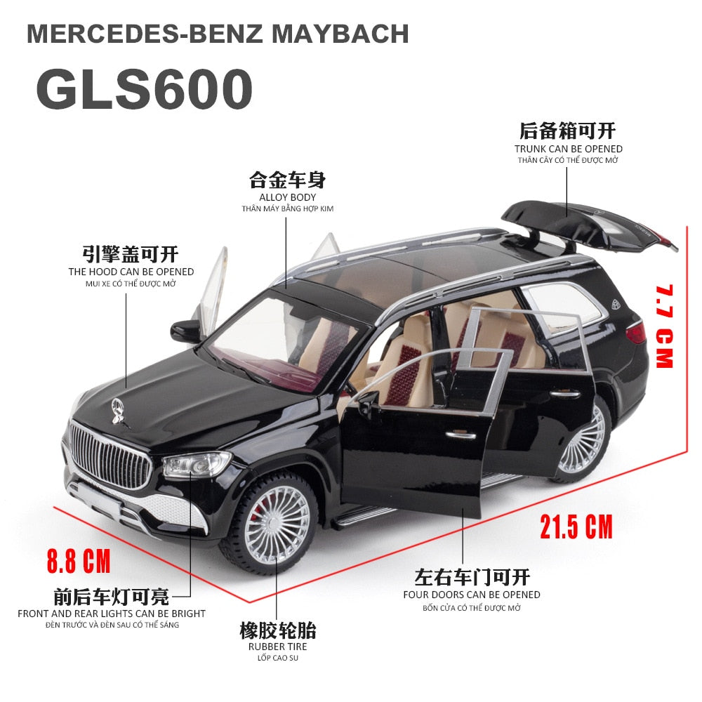 Car Model Mercedes-Benz Gls 600 Maybach Miniature Diecast Metal Alloy Vehicle toy Children 1:24