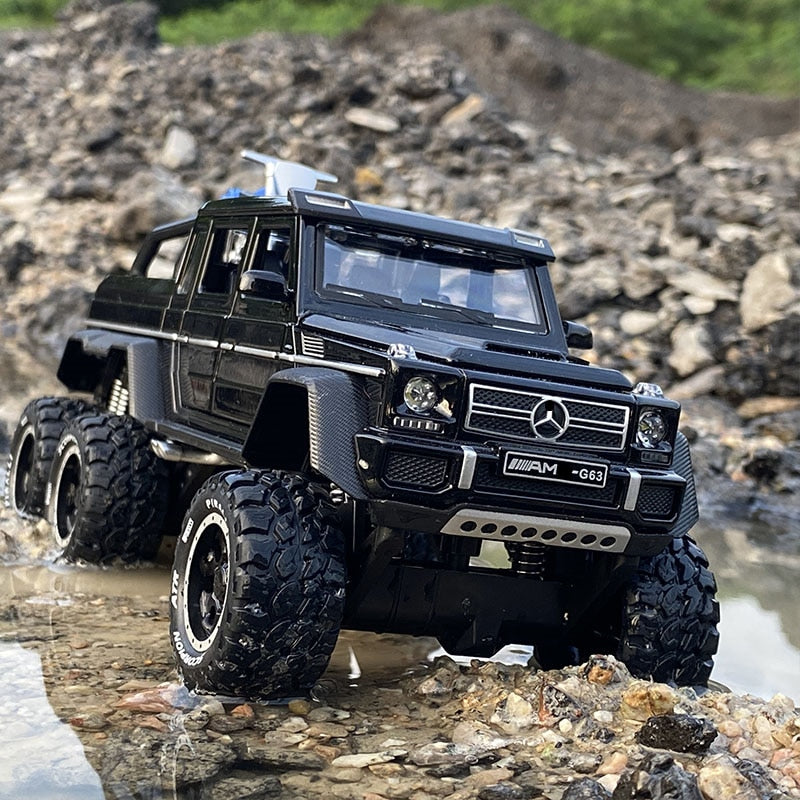 Car Model Mercedes Benz G63 6*6 Big Tyre Off-Road Vehicle Alloy Metal Pickup Diecast & Toy kids Children's 1:28