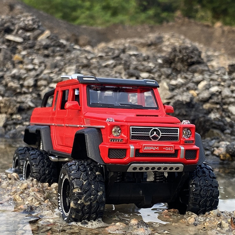 Car Model Mercedes Benz G63 6*6 Big Tyre Off-Road Vehicle Alloy Metal Pickup Diecast & Toy kids Children's 1:28