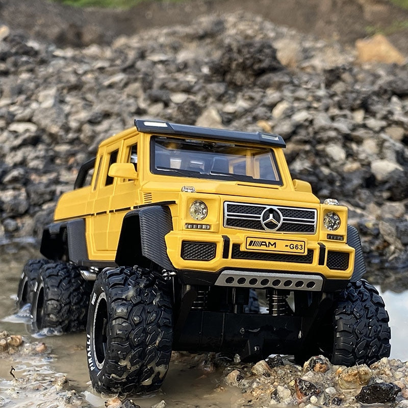 Car Model Mercedes Benz G63 6*6 Big Tyre Off-Road Vehicle Alloy Metal Pickup Diecast & Toy kids Children's 1:28