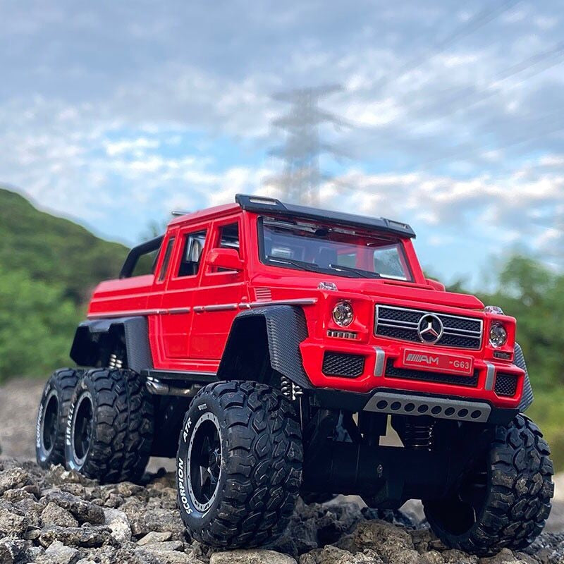 Car Model Mercedes Benz G63 6*6 Big Tyre Off-Road Vehicle Alloy Metal Pickup Diecast & Toy kids Children's 1:28