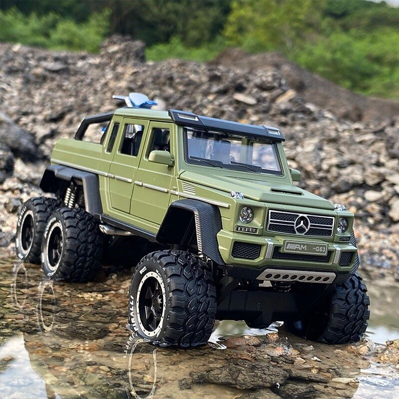 Car Model Mercedes Benz G63 6*6 Big Tyre Off-Road Vehicle Alloy Metal Pickup Diecast & Toy kids Children's 1:28