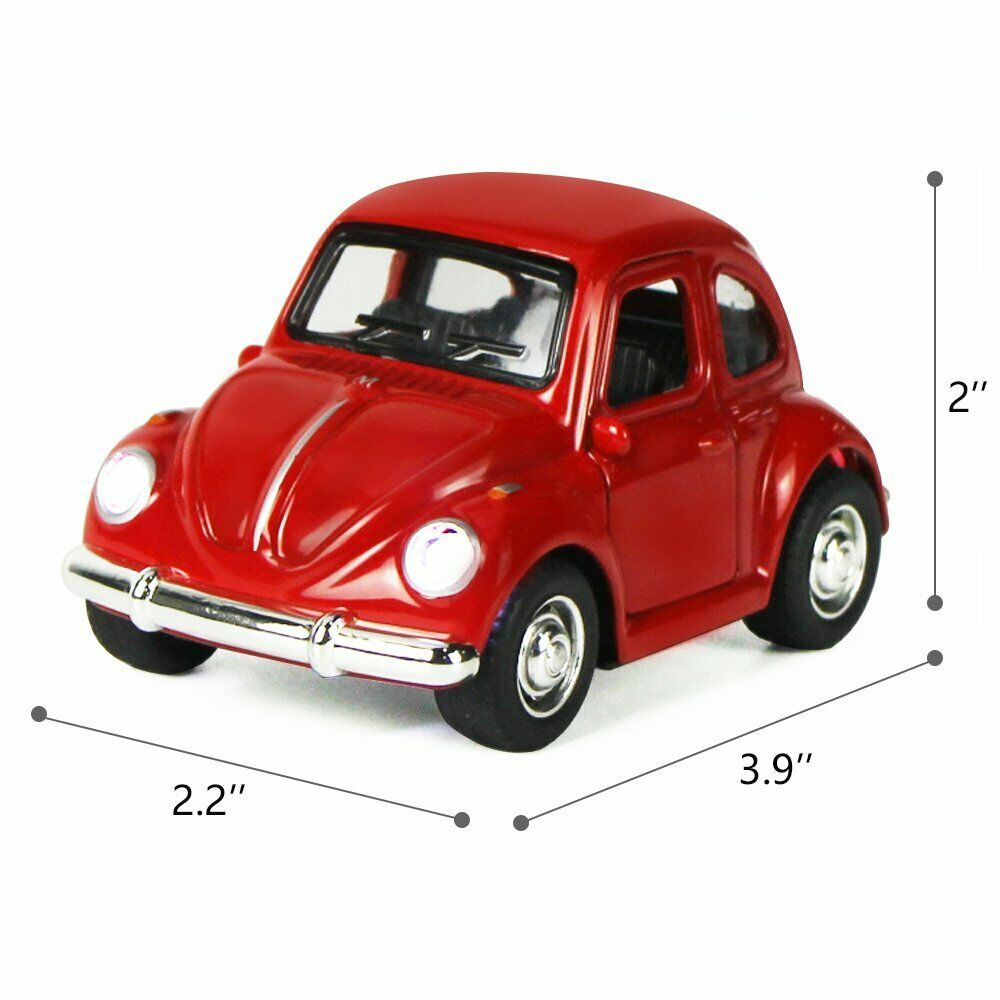 Car Model Beetle Mini Toy Diecast Metal Alloy Vehicle Pullback Sound Light Kids children Toddlers 1:38