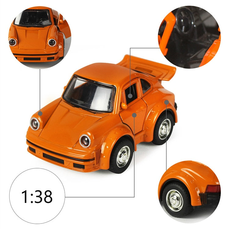 Car Model Beetle Mini Toy Diecast Metal Alloy Vehicle Pullback Sound Light Kids children Toddlers 1:38