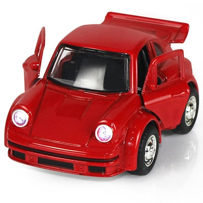 Car Model Beetle Mini Toy Diecast Metal Alloy Vehicle Pullback Sound Light Kids children Toddlers 1:38