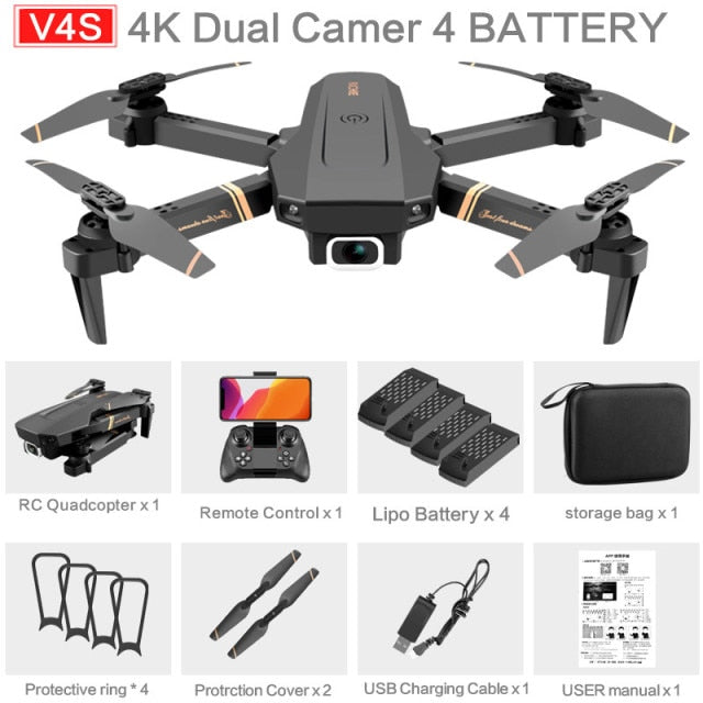 Drone Camera Quadcopter V4 FPV 1080P 2K 4K Hold WiFi RC Remote Control Foldable