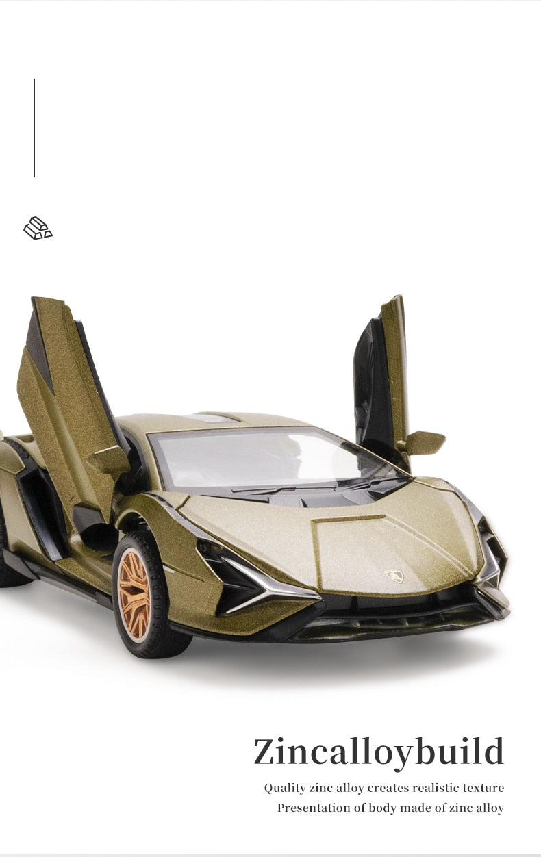 Car Model Lamborghini Sian FKP 37 toy Sports Alloy Metal Diecast Sound light Super Racing Children kids 1:32