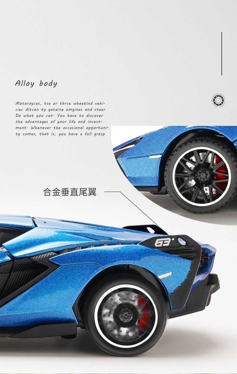 Car Model Lamborghini Sian FKP 37 toy Sports Alloy Metal Diecast Sound light Super Racing Children kids 1:32