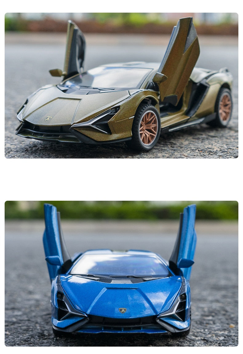 Car Model Lamborghini Sian FKP 37 toy Sports Alloy Metal Diecast Sound light Super Racing Children kids 1:32