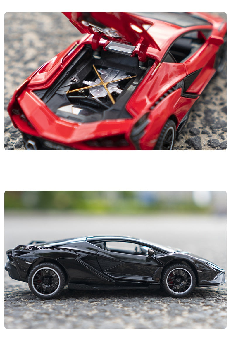 Car Model Lamborghini Sian FKP 37 toy Sports Alloy Metal Diecast Sound light Super Racing Children kids 1:32