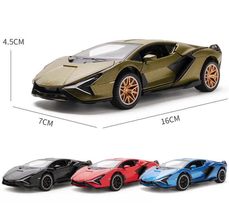 Car Model Lamborghini Sian FKP 37 toy Sports Alloy Metal Diecast Sound light Super Racing Children kids 1:32