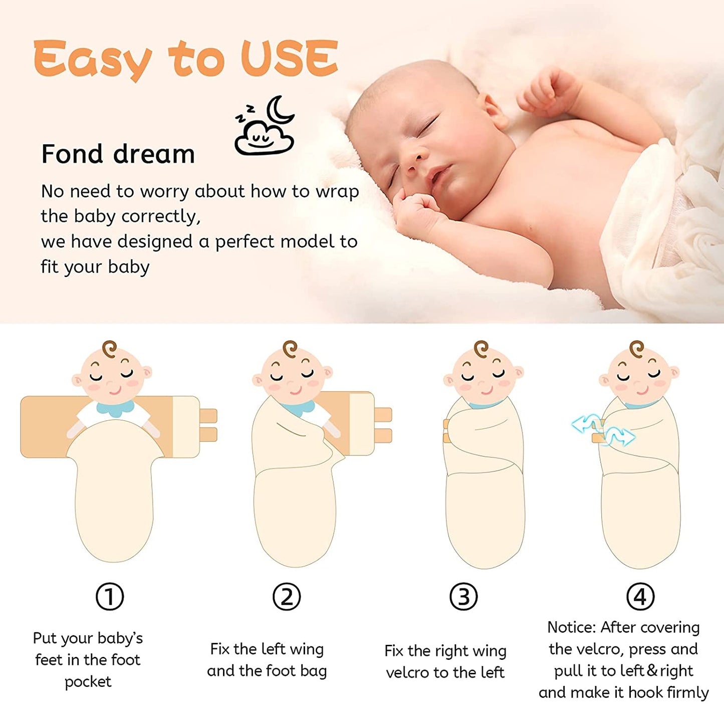 Baby Sleeping Bag Newborn Swaddle Wrap + Hat Cotton Blanket Baby Infant Nursery Envelope Infant 0-6 Months