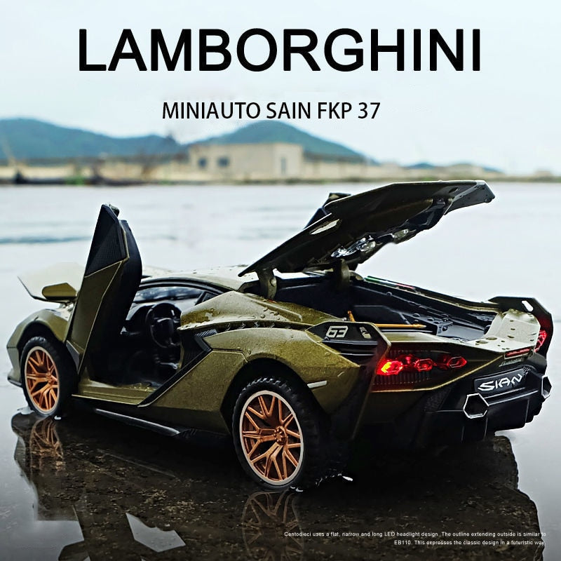 Car Model Lamborghini Sian FKP 37 toy Sports Alloy Metal Diecast Sound light Super Racing Children kids 1:32