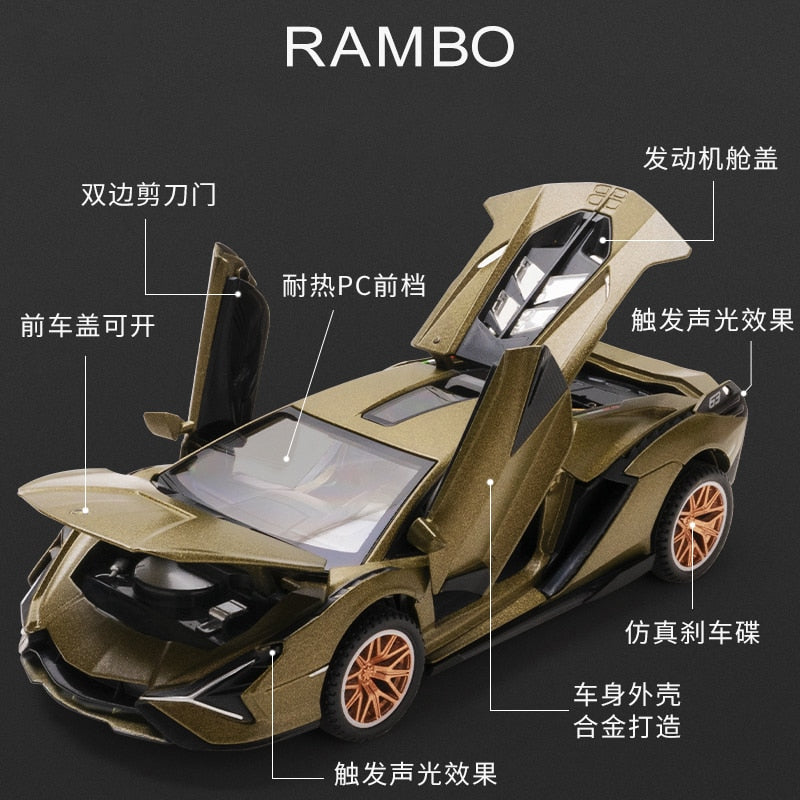 Car Model Lamborghini Sian FKP 37 toy Sports Alloy Metal Diecast Sound light Super Racing Children kids 1:32