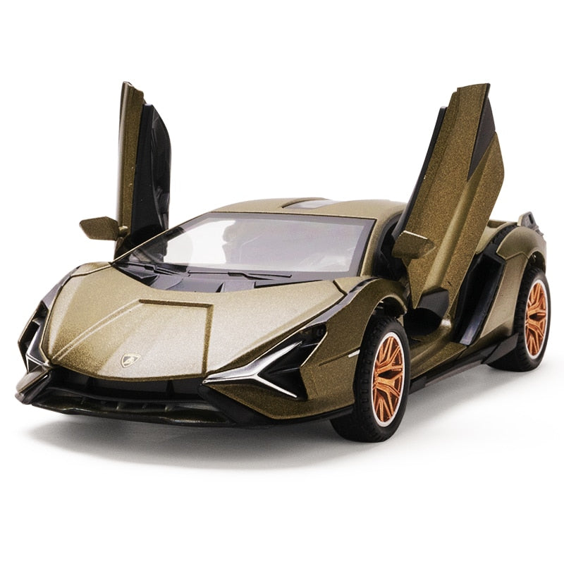 Car Model Lamborghini Sian FKP 37 toy Sports Alloy Metal Diecast Sound light Super Racing Children kids 1:32