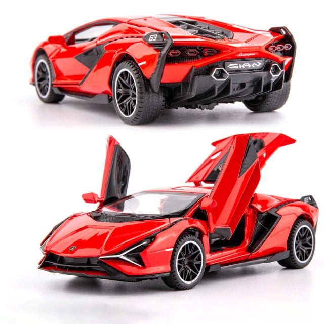 Car Model Lamborghini Sian FKP 37 toy Sports Alloy Metal Diecast Sound light Super Racing Children kids 1:32