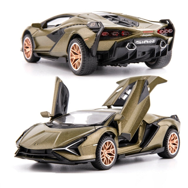 Car Model Lamborghini Sian FKP 37 toy Sports Alloy Metal Diecast Sound light Super Racing Children kids 1:32