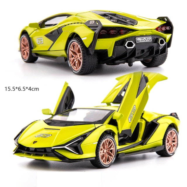 Car Model Lamborghini Sian FKP 37 toy Sports Alloy Metal Diecast Sound light Super Racing Children kids 1:32