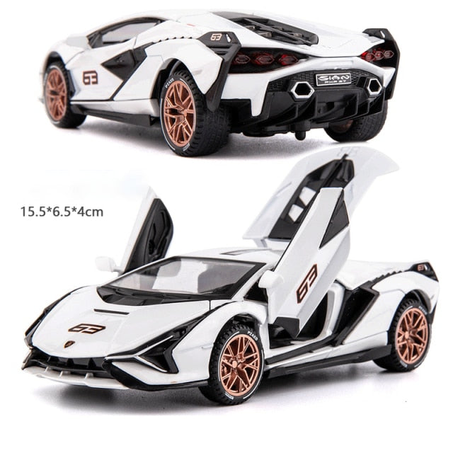 Car Model Lamborghini Sian FKP 37 toy Sports Alloy Metal Diecast Sound light Super Racing Children kids 1:32