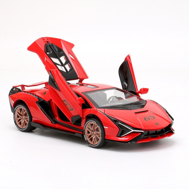 Car Model Lamborghini Sian FKP 37 toy Sports Alloy Metal Diecast Sound light Super Racing Children kids 1:32