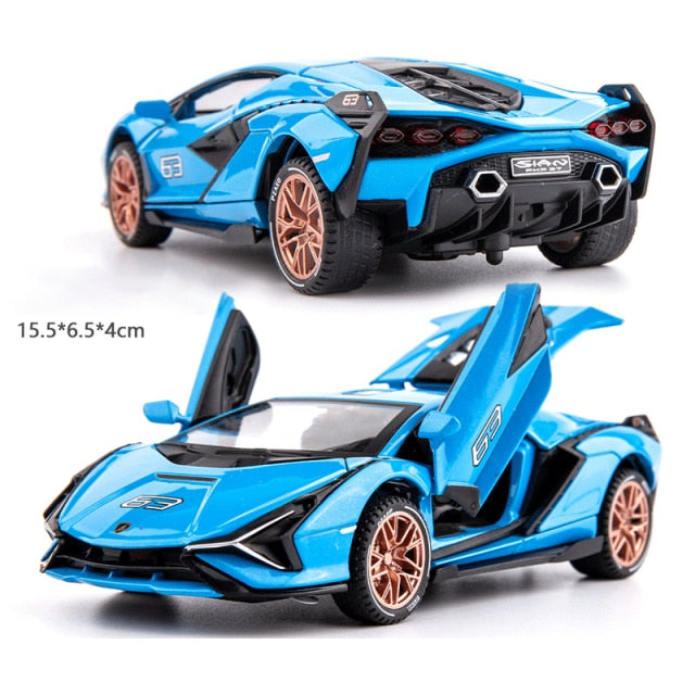 Car Model Lamborghini Sian FKP 37 toy Sports Alloy Metal Diecast Sound light Super Racing Children kids 1:32