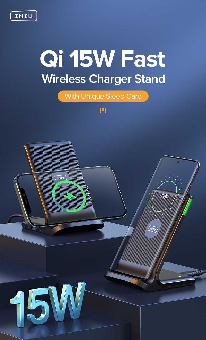 15W Qi Wireless Charger LED USB C Fast Charging Holder Stand