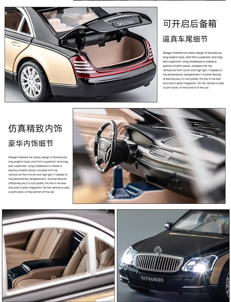 Car Model Mercedes Benz Maybach 62s S650 Classic Alloy Diecast Metal Toy Vehicles Car Kids 1:24