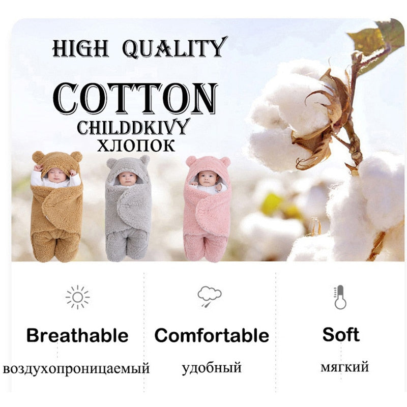 Baby Sleeping Bag Newborn Cotton Blanket Swaddle Toddler Winter Warm Stroller Wrap Zipper Envelope 0-9 Months