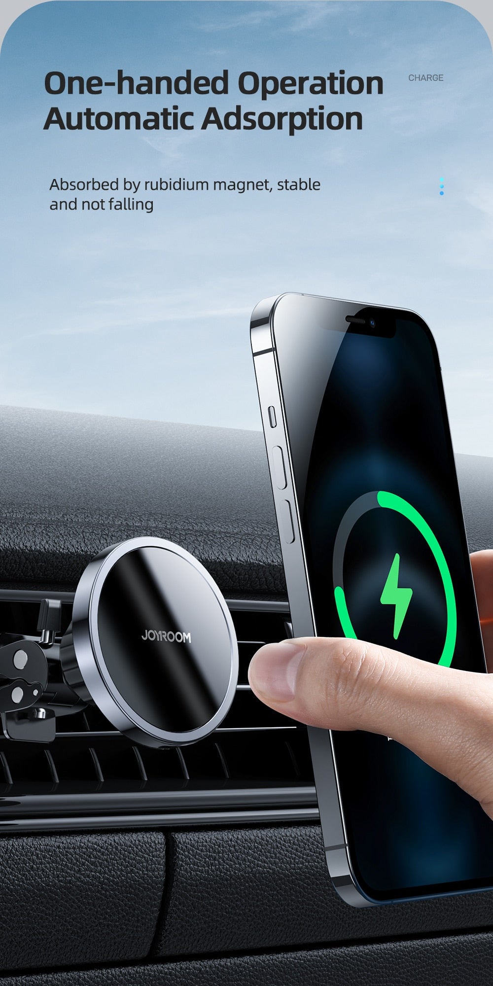 15W Qi Magnetic Wireless Car Charger Phone Holder Mount