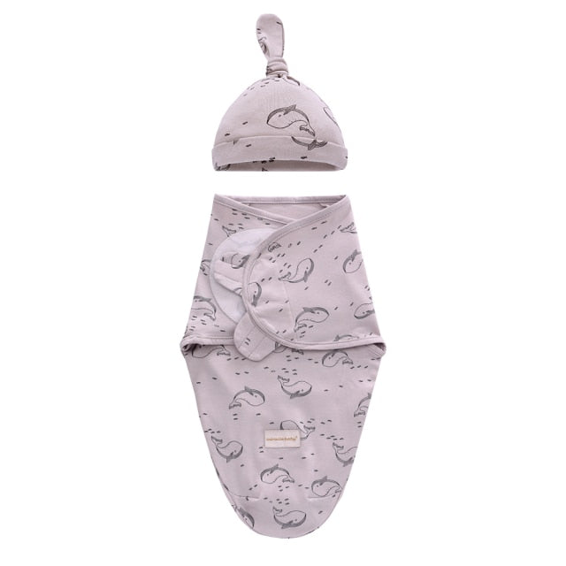 Baby Sleeping Bag Newborn Swaddle Wrap + Hat Cotton Blanket Baby Infant Nursery Envelope Infant 0-6 Months