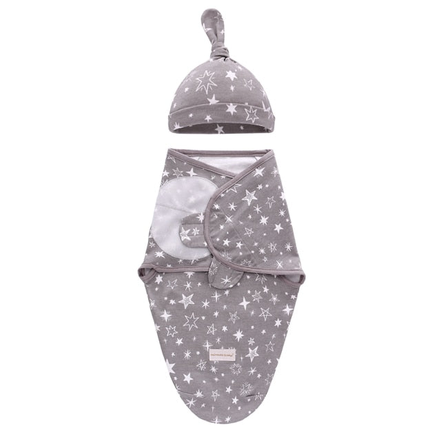 Baby Sleeping Bag Newborn Swaddle Wrap + Hat Cotton Blanket Baby Infant Nursery Envelope Infant 0-6 Months