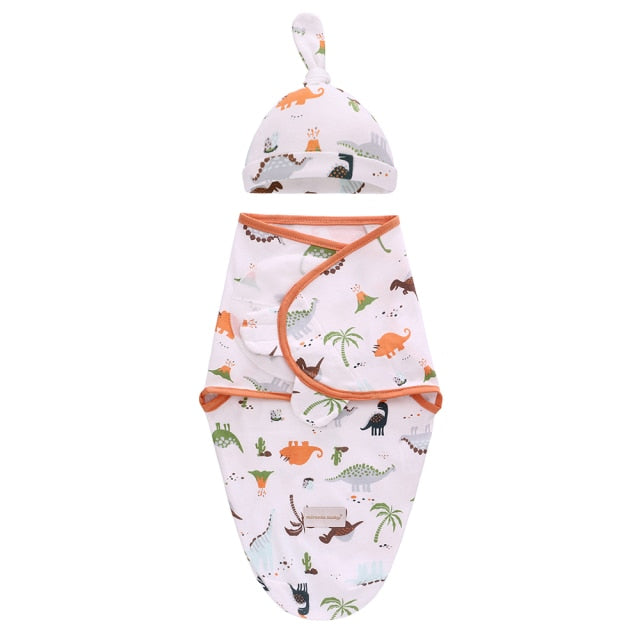 Baby Sleeping Bag Newborn Swaddle Wrap + Hat Cotton Blanket Baby Infant Nursery Envelope Infant 0-6 Months