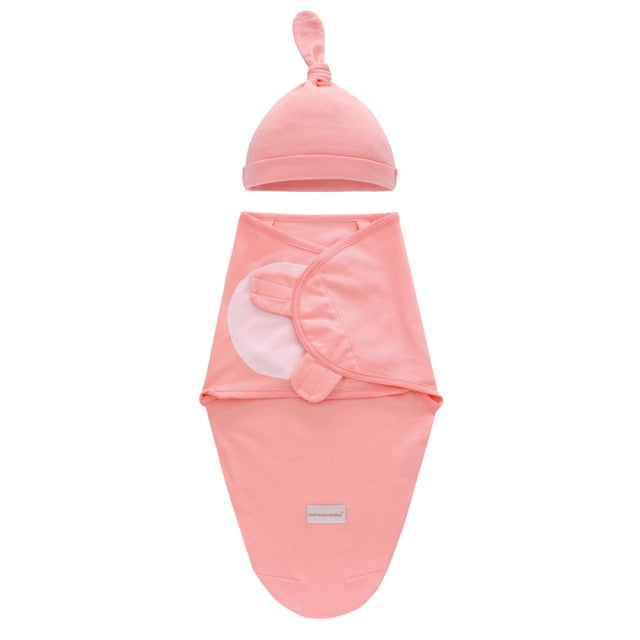 Baby Sleeping Bag Newborn Swaddle Wrap + Hat Cotton Blanket Baby Infant Nursery Envelope Infant 0-6 Months