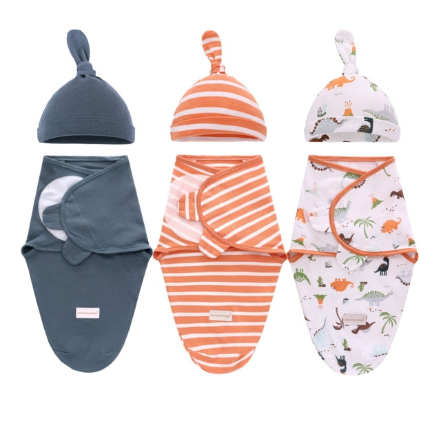 Baby Sleeping Bag Newborn Swaddle Wrap + Hat Cotton Blanket Baby Infant Nursery Envelope Infant 0-6 Months