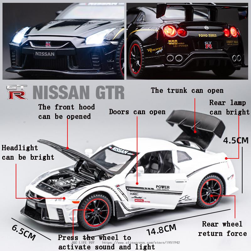 Car Model NISSAN GTR R35 Sports Metal Car Alloy Diecasts Toy Vehicles Cars Kid Children 1:32