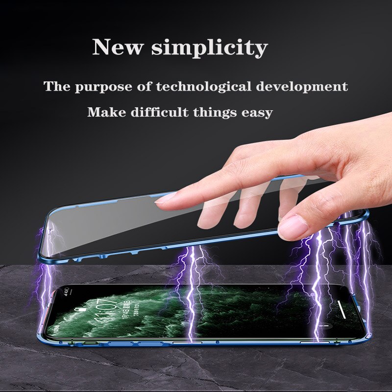 Magnetic Phone 360 Degree Cover HD Double-sided Tempered Glass case For iPhone X XS SE 7 8 11 12