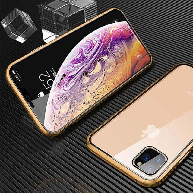 Magnetic Phone 360 Degree Cover HD Double-sided Tempered Glass case For iPhone X XS SE 7 8 11 12