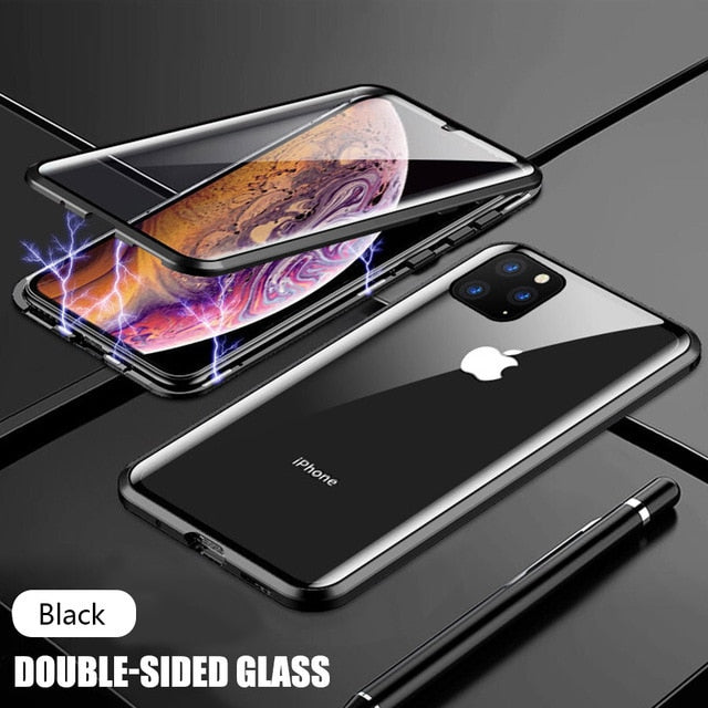 Magnetic Phone 360 Degree Cover HD Double-sided Tempered Glass case For iPhone X XS SE 11 12 13