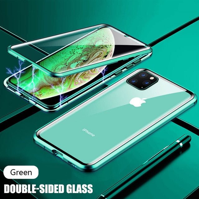 Magnetic Phone 360 Degree Cover HD Double-sided Tempered Glass case For iPhone X XS SE 11 12 13