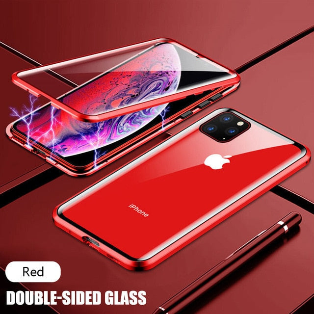 Magnetic Phone 360 Degree Cover HD Double-sided Tempered Glass case For iPhone X XS SE 11 12 13