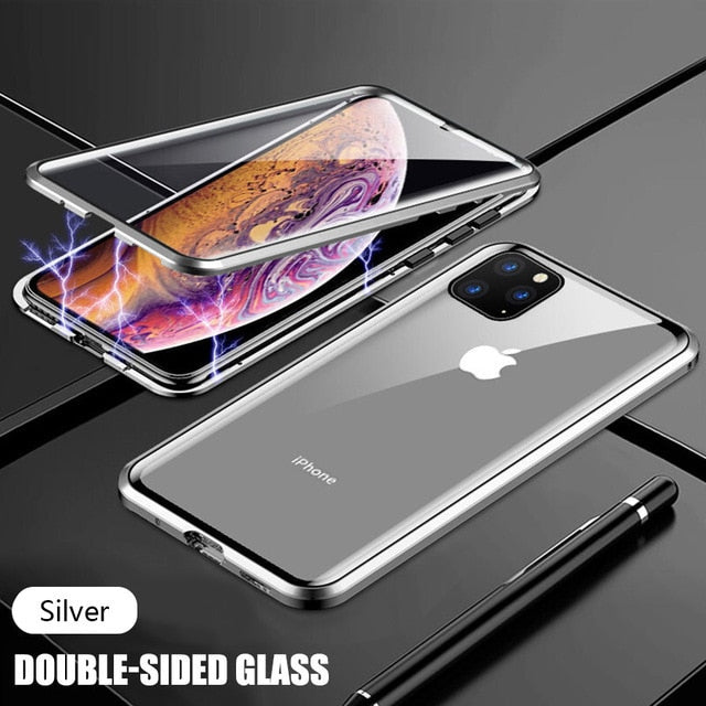 Magnetic Phone 360 Degree Cover HD Double-sided Tempered Glass case For iPhone X XS SE 11 12 13