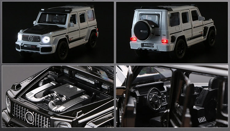 Car Model Mercedes Benz G700 G65 SUV Alloy Diecast Metal Toy Off-road Vehicles Sound Light kids Children Gift 1/32