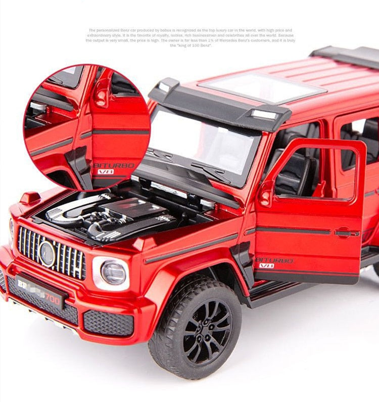 Car Model Mercedes Benz G700 G65 SUV Alloy Diecast Metal Toy Off-road Vehicles Sound Light kids Children Gift 1/32