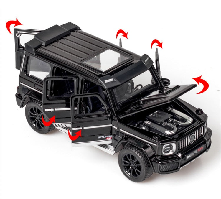 Car Model Mercedes Benz G700 G65 SUV Alloy Diecast Metal Toy Off-road Vehicles Sound Light kids Children Gift 1/32